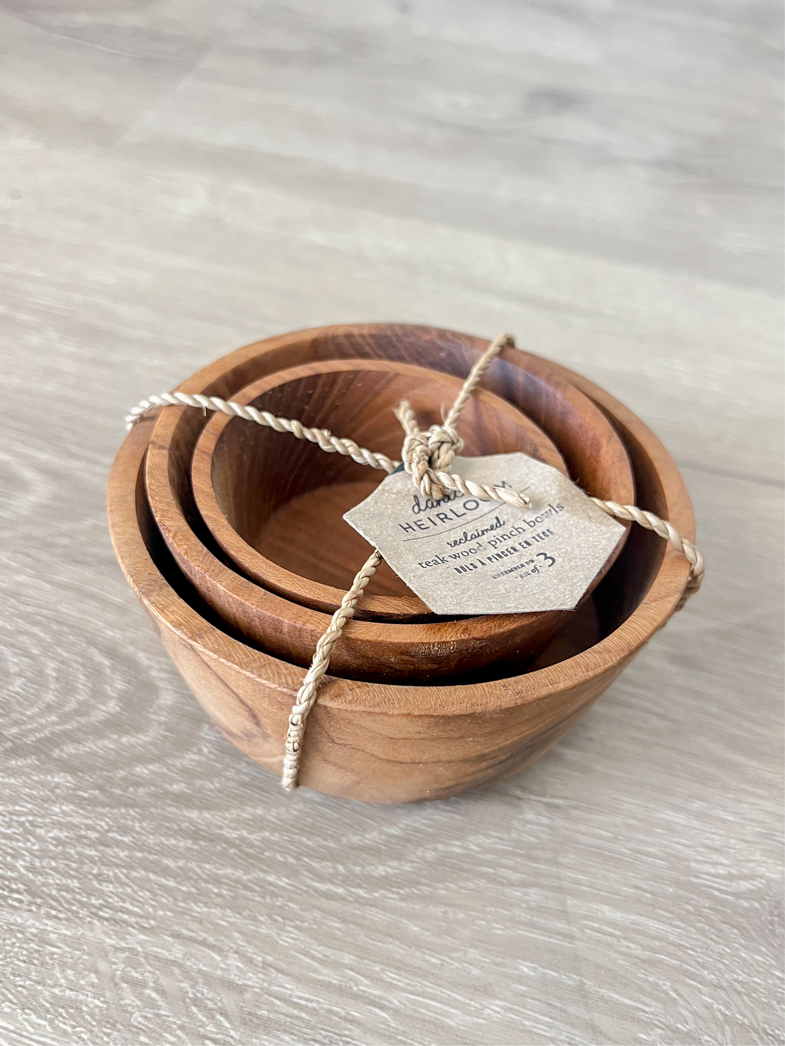 Teak Wood Pinch Bowls Set of 3